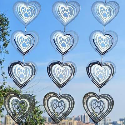 Bird Deterrents for Outside Patio, DREARK Heart Highly Reflective Double-Sided Bird Scare Devices Outdoor, Reflective Wind Spinners with Bird Reflectors to Scare Birds Away from Patio/Farm/Porch