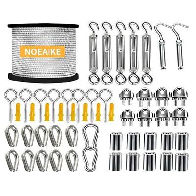 165FT 1/8" Stainless Steel Wire Rope Kit with Turnbuckles | 304 Stainless Steel Core with Anti-rust Vinyl Coating,Turnbuckles,Great for String lights,Clothesline,Picture Hanging