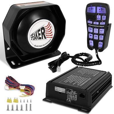 Emergency Siren Speaker 200W Multi-Tones PA System Slim Speaker Sirens with Handheld Controller & Mic Microphone Electronic Alarm Horn Kit for Tow Truck Car Vehicles Pickup UTV ATV POV RV