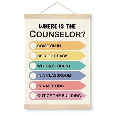 Yxadu Where is the Counselor Door Sign, School Counseling Room Decor, Therapy Room Decorations, Canvas Poster With Wood Hanger, Counselor Office Gift