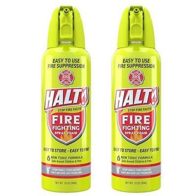 HALT! 10oz Fire Safety Spray – Non-Toxic, PFAS-Free Handheld Fire Suppressor – Easy to Use, Store & Find – Compact & Portable for Home, Kitchen, Car, BBQ, Camping & Tailgate – Made in USA (2pk)