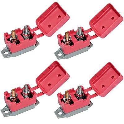 BFXM 4PCS Auto Reset Circuit Breaker, Stud Type Circuit Breakers with Cover, 12V - 24V DC 30 Amp Breaker for RV Marine Boat Trolling, Car Engines and More