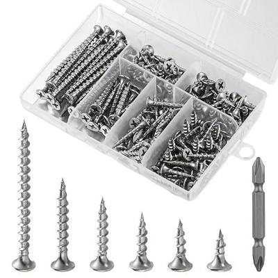 Wensilon #6 410 Stainless Steel Fastener Drywall Screws Kit-Phillips with coarse Threaded tip, Suitable for Drywall Slate, Wood, etc.