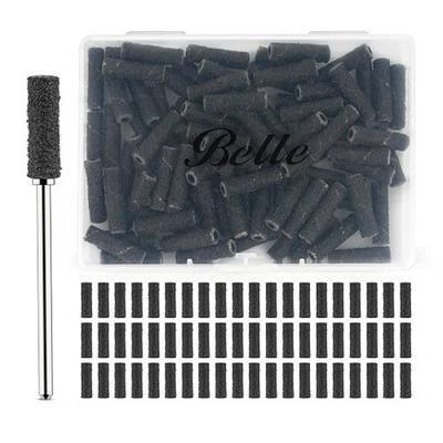 Belle Sanding Bands for Nail Drill with 3.1mm Mandrel Bit, 80pcs Small Sanding Bands for Nails, Nail File Sanding Bands for Acrylic Nails Gel Manicures and Pedicure(Black,80)