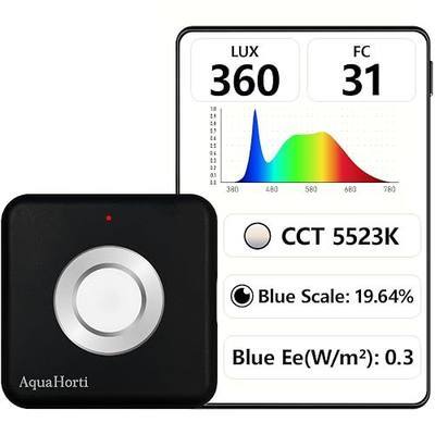 AH-300 Light Meter,Test LED Spectrum,CCT,LUX,Foot Candle,Blue Light Meter,LUX Distribution, Data Exported as a CSV File. AquaHorti