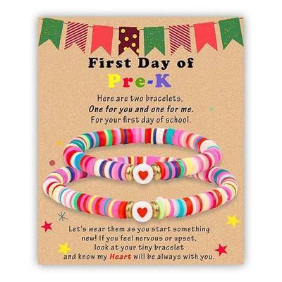 DAYANEY First Day of School Bracelets Mommy and Me Back to School Gifts | First Day of Kindergarten Bracelet Mother Daughter Bracelet as 1st of Pre k Gifts,Back to School Mon Son Bracelets Girls Boys