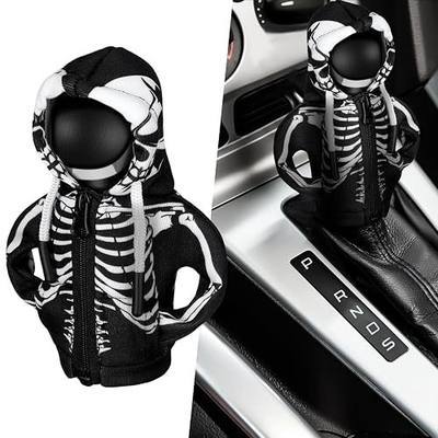 Wonderjune Halloween Car Gear Shift Hoodie Cover Decoration,Black,Skull | Mini Universal Knob Hoodie Cover, Funny Automotive Car Interior Accessories, Gadgets Gift