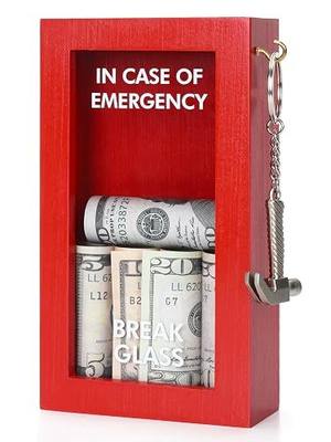 Break in Case of Emergency Box, Money Gift Idea, Fun Desk Decor | Wooden DIY Gag Gift Box for Coworker, White Elephant Gifts for Friends & Family, Gift Card Holders Unique