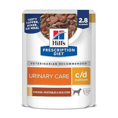 HILL'S PRESCRIPTION DIET c/d Multicare Wet Dog Food | #1 Veterinarian Recommended, Chicken, Vegetables, & Rice Stew, 2.8 oz. Pouches, 24-Pack