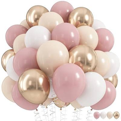 Dusty Pink Balloons, 60Pcs Pastel Pink and White Balloon Beige Sand White Champagne Gold Latex Neutral Balloons for Women Birthday Boho Wedding Bridal Shower Party Mothers Day Anniversary Decorations