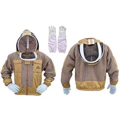 3 Layer Bee Jacket with Fencing Veil and One Pair Gloves Ventilated Sting Proof Beekeeping Jacket for Beekeepers