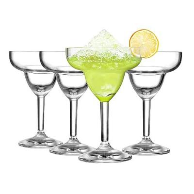 Reusable Plastic Margarita Glasses Set of 4, 9oz(250ml), Heavy Duty, 145 Grams, Unbreakable Plastic Cocktail Glasses, BPA Free, Dishwasher Safe, Perfect for Poolside, Outdoors, Camping, and More