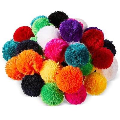 Gemscream 50 Pcs 3 Inch Multicolor Yarn Pom Poms for Crafts Large Fuzzy Pompoms Big Pom Balls for DIY Hats Holiday Party Hanging Ornaments Home Decor