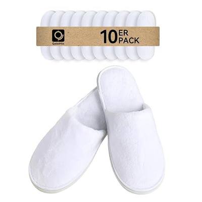10 Pairs Disposable Guest Slippers, One Size Slippers | Unisex bulk pack slippers, individually wrapped, machine washable, lightweight & portable. for home, hotel, spa and travel