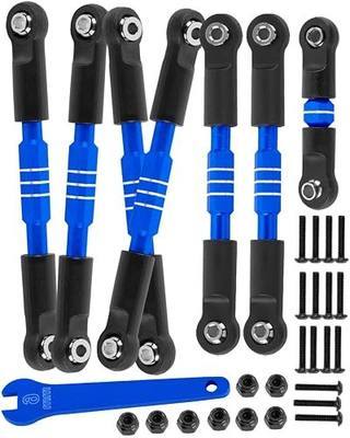 RC Upgrades Part Adjustable Turnbuckles Camber Links Toe Link for 1/10 Slash/Rustler/Stampede/Bandit VXL 4WD 4X4.Alloy Front&Rear Link Set,Navy Blue