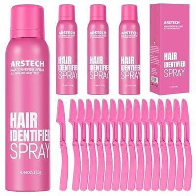 Hair Identifier Spray for Face Shaving Dermaplaning Tool (Rose 4 Pack) | Skin Body Dermaplane Spray for Women with 16 Face Razor Face Shaver Facial Hair Removal Kit Dermaplane Razor for Women Face