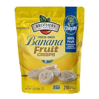 Brothers All Natural Freeze Dried Fruit Crisps, Chiquita Banana | 2 Oz (Pack of 8), Made with 100% Fruit, Gluten Free, Soy Free, No Sugar Added, Vegan, Healthy Snack, Resealable Pouch