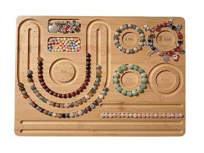 Beading Design Tray for Jewelry DIY Making, Bracelet Necklace with Grooves | 4 Trays & 2 U-Grooves Craft Beading Board, Anti-Roll Deep Grooves, 15.35x11.42" Space-Saving, DIY Jewelry Making Gift