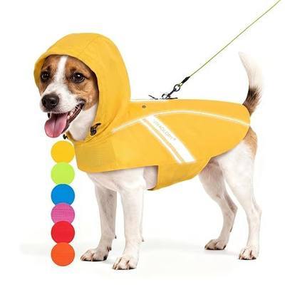 VIVAGLORY Dog Raincoat Wetoff Dog Rain Coat, S, Yellow | Rain Jacket with Hood & Harness Hole, Waterproof & Lightweight for Puppy Doggy Pet