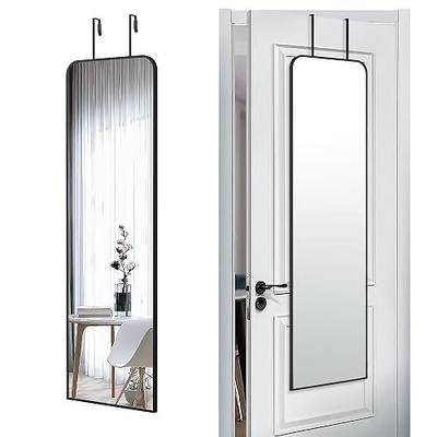 47x14 inch Full Length Mirror Over the Door Hang or Wall Mounted Black | Aluminum Alloy Frame,HD Glass, Full Body Make-Up Mirrors for Bedroom, Bathroom,Entryway,Dressing Living Room