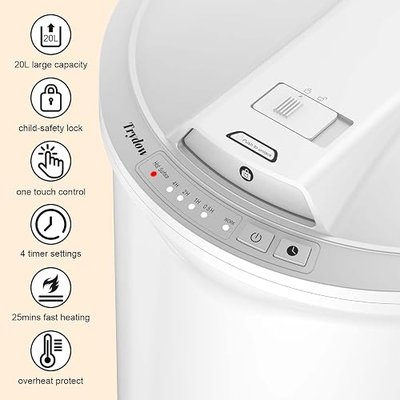 Trydow Ultra Large Capacity Towel Warmer Bucket, Rapid Heating with Timer, One-Button Control, Safety Lock, Perfect for Home and Spa