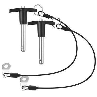 2 Pack T Handle Quick Release Pin 3/8 Inch Diameter,304 Stainless Steel Ball Locking Pin with Push Button Lanyard Usable Length 1.57"(9.5mm x 40mm)