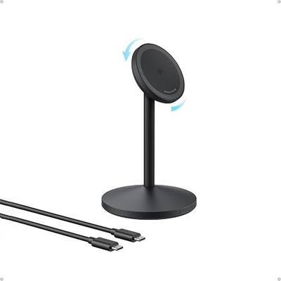 Anker MagSafe Charger, MagGo Qi2 15W 360-Degree Wireless Charger Stand | Qi2-Certified Magnetic Mount with Full Rotation, Magnetic Stand for iPhone 17 / 16 / 15 / 14 Series (Cable Included, Black)