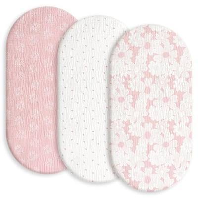 Gllquen Baby Muslin Bassinet Sheets 3pk, Soft Cotton Baby Sheet Girl 33x17 | Breathable Cozy Bassinet Mattress Sheet, Compatible with Halo Bassinest Swivel Sleeper, Snoo, Baby Delight, Pink Floral Girl
