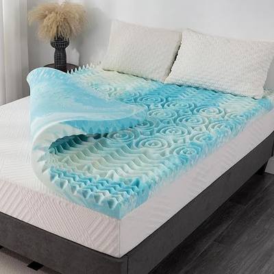 MLILY 2 Inch Queen 5-Zone Gel Memory Foam Egg Crate Mattress Topper | Cooling Gel Infused Bed Topper for Pressure Relief, CertiPUR-US Certified, Blue, 60"×80"