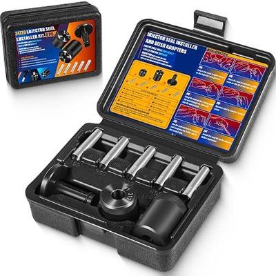 34720 Injector Seal Installer Kit 8Pcs Fit for Ford GM and Subaru Engines etc. Precision Fuel injector Seal Install Tool Set with Storage Case