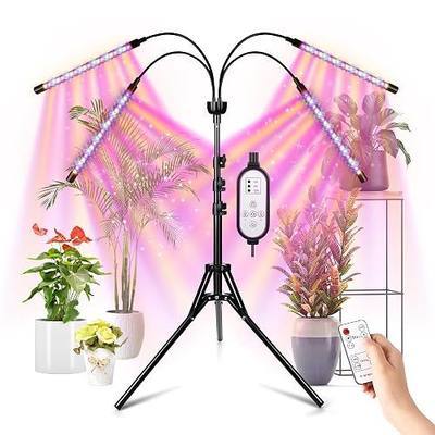LED Grow Lights for Indoor Plants Full Spectrum with 15-63 inches Adjustable Tripod Stand, Red Blue White Floor Grow Lamp with 4/8/12H Timer with Remote Control