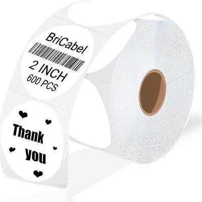 2 Inch White Circle Thermal Labels, 600 Labels/Roll,Self-Adhesive Round Inventory Stickers, Multi-Purpose Round Roll Thermal Printing Stickers for Business and Domestic Use