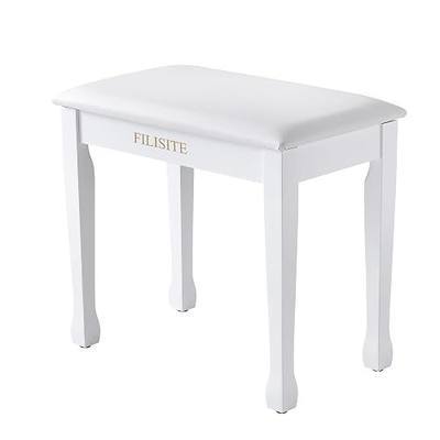 Piano Bench with Waterproof Padded Cushion, Makeup Stools for Vanity, Bench for Living Room/Bedroom (White)