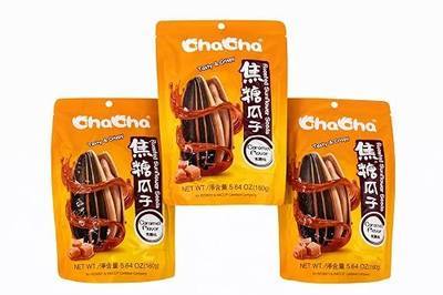 HealthEmpire for ChaCha Roasted Sunflower Seeds (3 bags) (1, Caramel flavor)