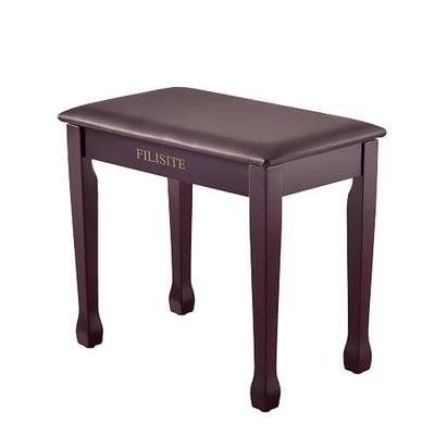 Piano Bench with Waterproof Padded Cushion, Makeup Stools for Vanity, Bench for Living Room/Bedroom (Brown)