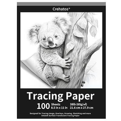 Crehatos 8.5" x 11" Tracing Paper, Translucent Tracing Pad, 100 Sheets 38lb/60gsm Vellum Art Paper | 38lb/60gsm Vellum Art Paper for Drawing, Sketching, Overlays