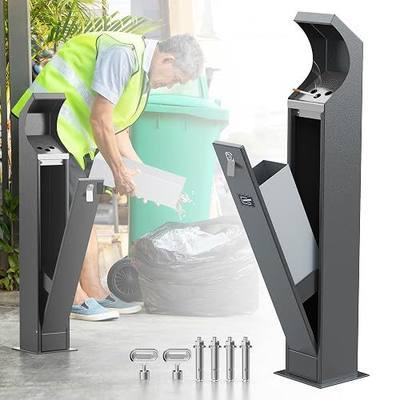 Standing Cigarette Butt Disposal,Receptacle,Ashtray,Bin,Fireproof, Prevention of Waterlogging, Corrosion Resistant, Smokeless, Suitable for Shop Entrance,Outdoor,Offices,Smoking Areas.Grey