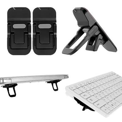Bewudy 2 Pcs Portable Keyboard Stand, Dual Tilt Angle Adjustment, Foldable Laptop Riser, Self-Adhesive Feet for Most Keyboards (Black)