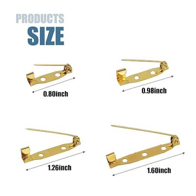 30 Pcs Brooch Pins, 4 Sizes Pack, Gold Boutonniere Pins Badge Pin Safety Pin for DIY Craft Badge Name Tag (Gold)