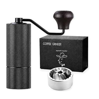 Manual Coffee Grinder with CNC Stainless Steel Conical Burr, All-Aluminum Body, Solid Wooden Handle,Portable Adjustable Hand Grinder for Espresso, Pour Over & French Press