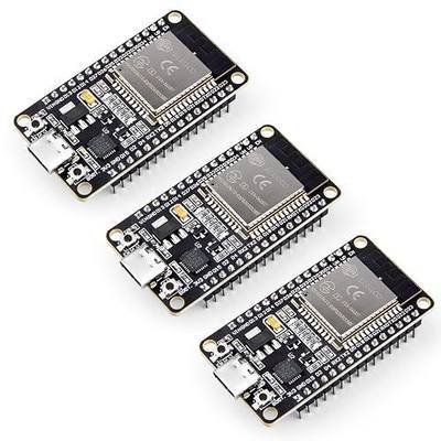 ELEGOO 3PCS ESP-32 Development Board USB-C, 2.4GHz Dual Mode WiFi+Bluetooth 4.2 Dual Core Microcontroller Support AP/STA/AP+STA, CP2102 Chip | low-power IoT applications, smart devices, automation, wireless communication, GPIO headers, simplifying development