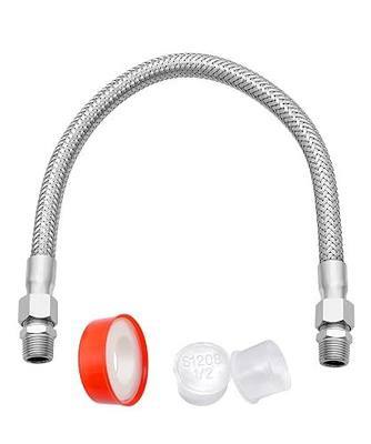 Industrial Grade Compressor Jumper hose, With 1/2" NPT Male 23" Length 450 PSI &750°F, And Two 1/2" Male Adapters (Both Sides Fittings Rotate Freely), Flexible Stainless Steel Metal Hose | 450 PSI &750°F,And Two 1/2" Male Adapters (Both Sides Fittings Rotate Freely),Flexible Stainless Steel Metal Ho