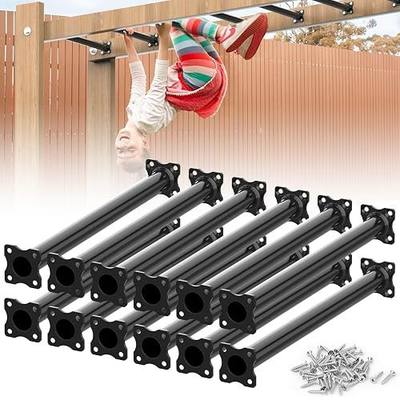 16.5 Inch Monkey Bars Kit Monkey Bar Ladder Rungs (Black, 12 Pcs) | Indoor Outdoor Metal Monkey Bars for Backyard