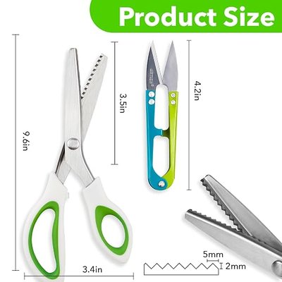Pinking Shears for Fabric Cutting,9.44'' Heavy Stainless Steel Zigzag Scissors with Thread Cutters,Professional Handheld Pinking Shears for Sewing Fabrics Leather and Craft Paper ect (1)