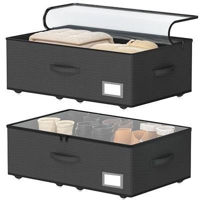 EE-RoomWorld Underbed Storage Bins With Wheels, No Assemble Required 10 inches Height Large Capacity Rolling Underbed Shoe Storage Containers,Dorm Underbed Storage Drawers
