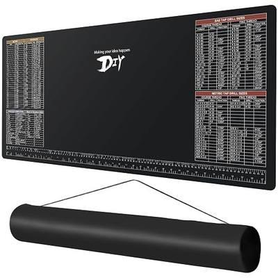 39.5”X18” DIY Worktable Mat Large Work Bench Mat Workshop Mat Workbench Cover with SAE/Metric Ruler Standard Metric Conversion Charts Tap Drill Sizes Fit for DIYers Carpenter Repairman