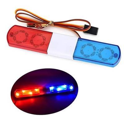 1/10 RC Car Simulation Police Lights Multi-Function Flash LED Lamp Nine Flashing Light Modes for 1/8 Crawler Off Road Rally Truck Cars HSP Traxxas Tamiya RC4WD Axial Arrma (Blue&Red 115mm)
