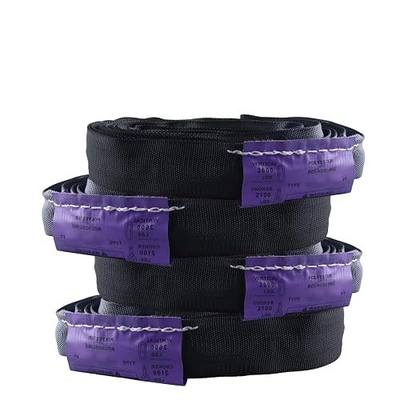 Black Spanset 2ft Round Sling 4 Pack 2,600 lb. Vertical Capacity, Polyester Lifting Strap Aerial Hoop Silk Circus Stage Sling Heavy Duty (Purple -Vertical Capacity 2,600 lbs, 2FT)
