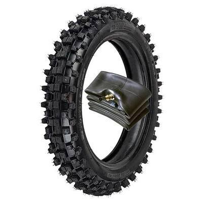 Redcap 80/100-12 Rear Tire with 3.00-12 Inner Tube - for Off Road Motocross, 90cc-125cc, CRF, SSR, SDG, PW80, DRZ110, CRF70, CRF110, XR70, KLX110, KX65, TTR90, TTR110, JR80, PW80 Dirt Pit Bikes