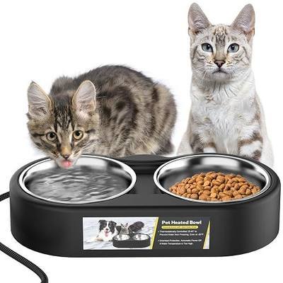 Heated Water Bowl for Outdoor Cats, Outdoor Heated Pet Bowl 47OZ | Double Removable Stainless Bowl 47OZ, Heated Water Bowl for Chickens, Dogs and Cats, Provide Warm Water and Food in Winter